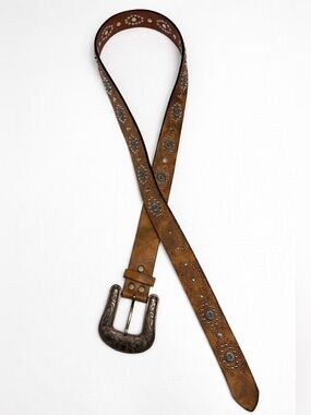 Nacona Brown Leather Studded Belt Women’s Size XL 3” Buckle